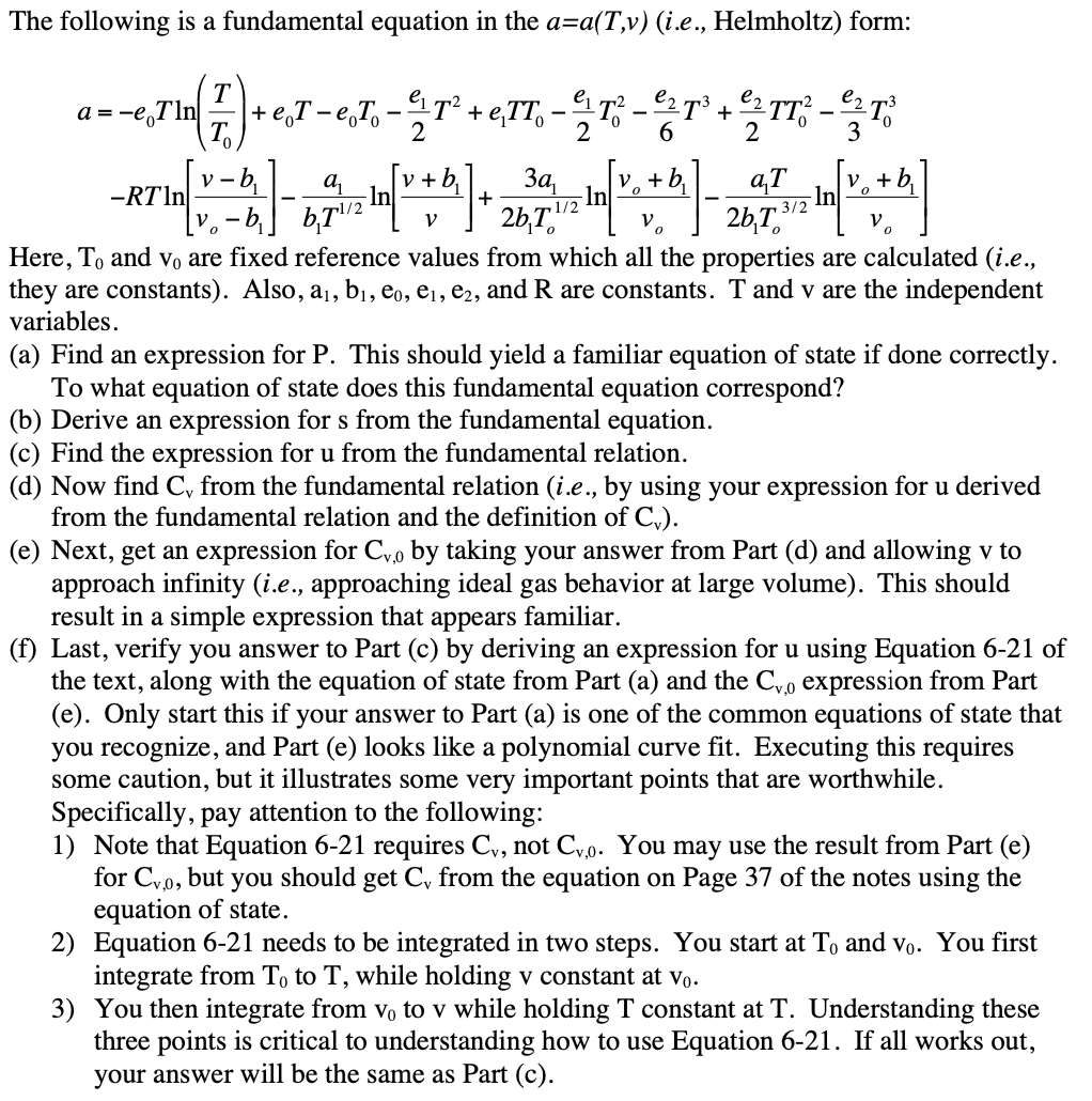 The following is a fundamental equation in the | Chegg.com