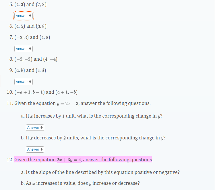 6. (4,5) and (3,8) 7. (−2,3) and (4,8) 8. (−2,−2) and | Chegg.com