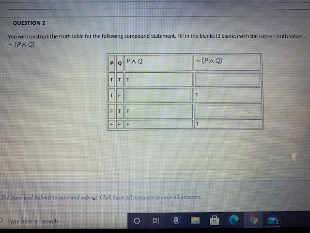 Solved QUESTION 2 You will construct the truth table for the | Chegg.com