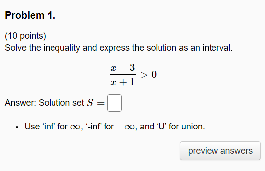 Solved Problem 1. (10 points) Solve the inequality and | Chegg.com