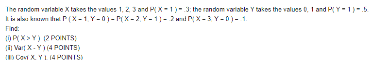Solved The random variable X takes the values 1, 2, 3 and P( | Chegg.com