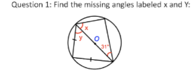 Solved Question 1: Find the missing angles labeled x and Y: | Chegg.com
