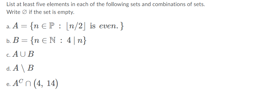 Solved List at least five elements in each of the following | Chegg.com
