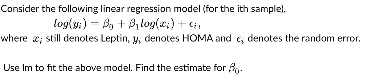 Solved Consider The Following Linear Regression Model For 8555