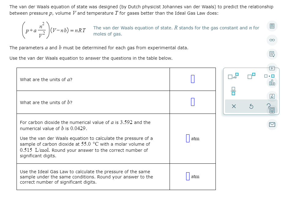 Solved The van der Waals equation of state was designed (by | Chegg.com