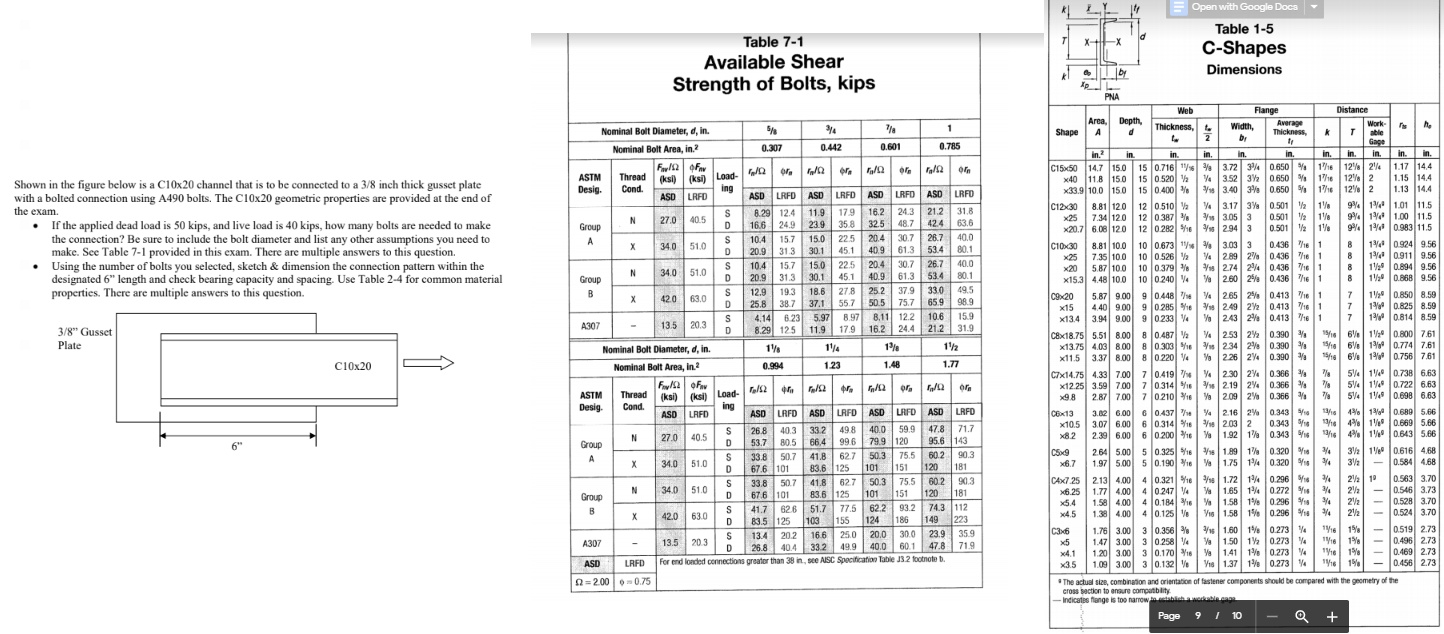 Bolts Shear Strength Chart