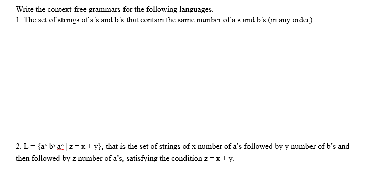 Solved Write the context-free grammars for the following | Chegg.com