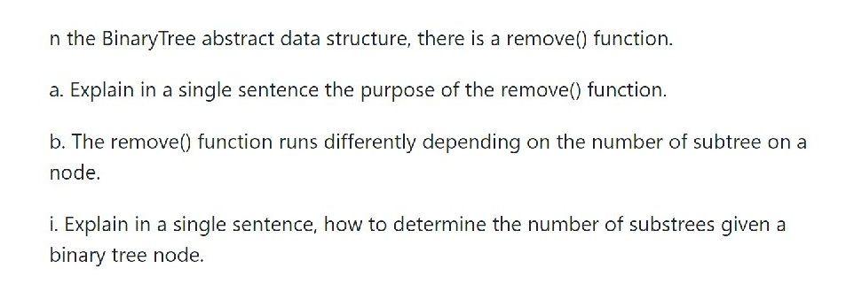 Solved n the Binary Tree abstract data structure, there is a | Chegg.com