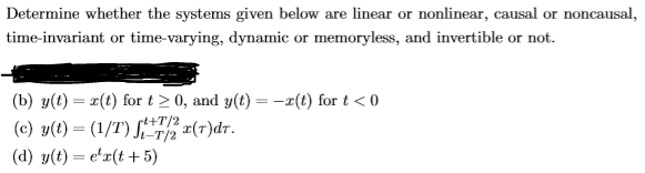 Solved Determine whether the systems given below are linear | Chegg.com