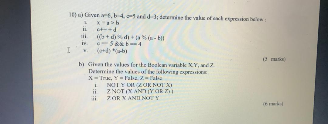 Solved 10) A) Given A=6, B=4, C=5 And D=3; Determine The | Chegg.com