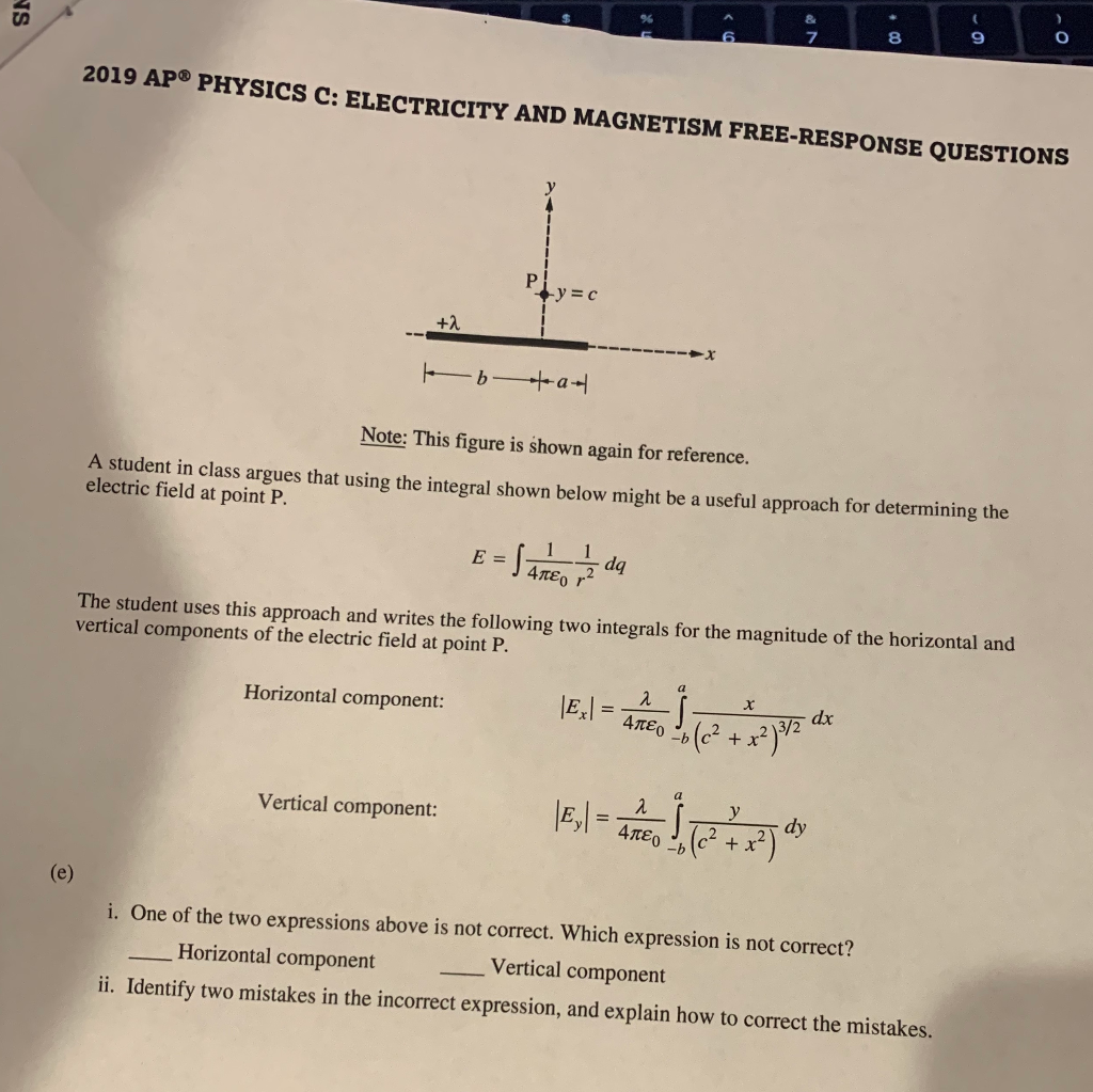 Solved: 2019 AP PHYSICS C: ELECTRICITY AND MAGNETISM FREE-... - Chegg.com