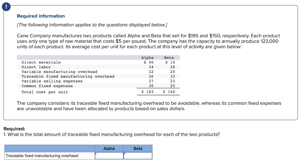 Solved What is the total amount of traceable fixed