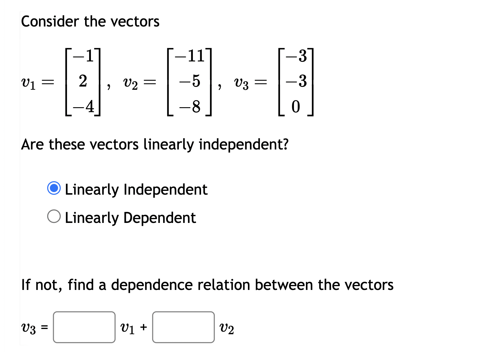 Solved Consider The Vectors \\[ | Chegg.com