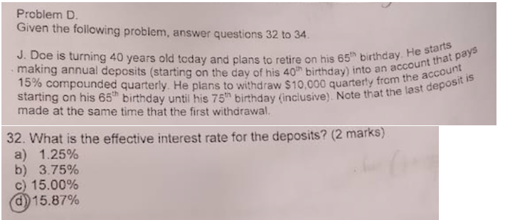 Solved Problem D. Given the following problem, answer | Chegg.com
