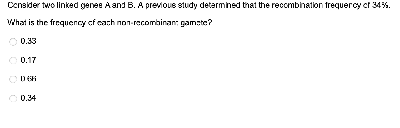 Solved Consider Two Linked Genes A And B. A Previous Study | Chegg.com