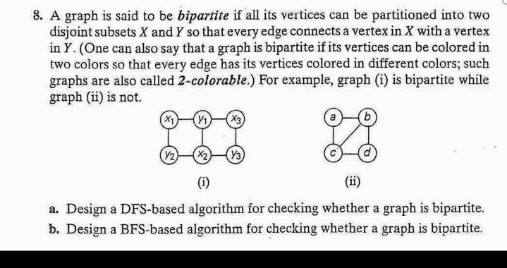 Solved 8. A graph is said to be bipartite if all its | Chegg.com