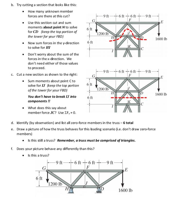Solved Problem 2: Determine the force in members DC, HI, and | Chegg.com