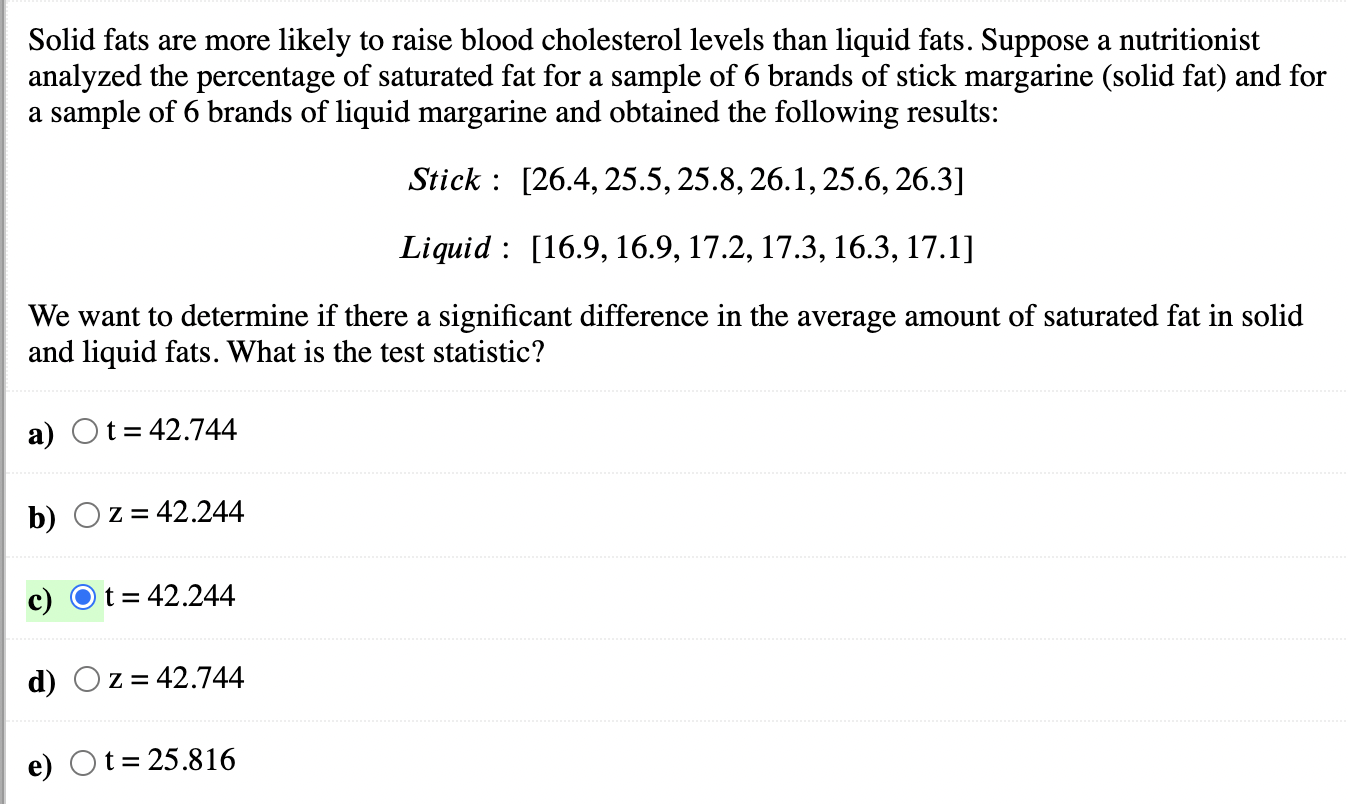 Solved Solid fats are more likely to raise blood cholesterol | Chegg.com