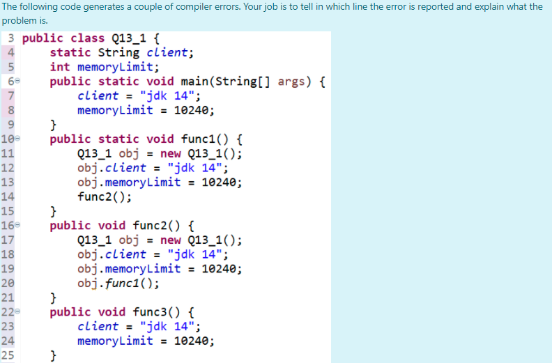 Solved 6 The following code generates a couple of compiler | Chegg.com