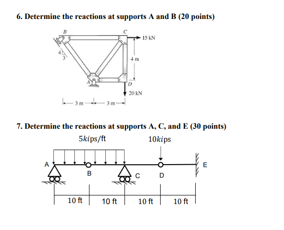 Solved 6. Determine The Reactions At Supports A And B (20 | Chegg.com