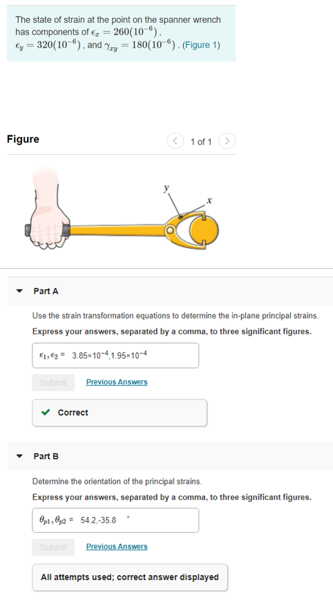 Solved Problem statement: "The state of strain at the point | Chegg.com