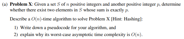 Solved (a) Problem X: Given a set of n positive integers and | Chegg.com