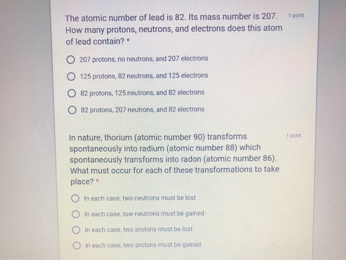 Solved The atomic number of lead is 82. Its mass number is