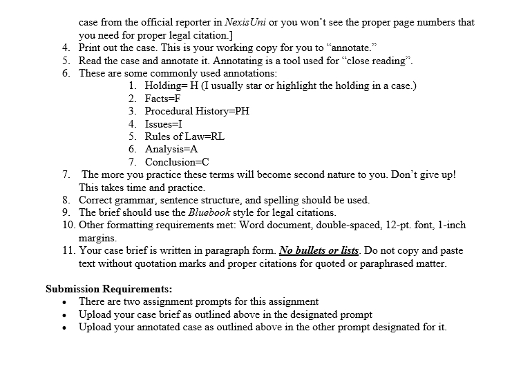 Unit 3 Assignment Annotate Case Law and Write a Case
