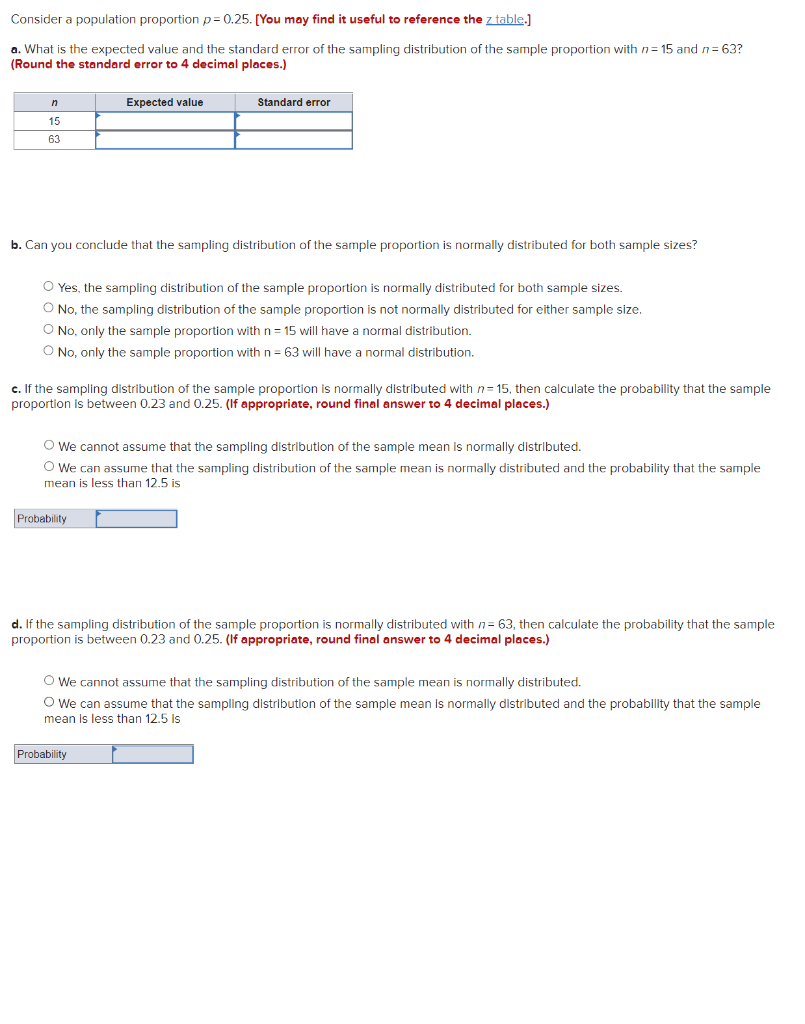 Solved Consider a population proportion p= 0.25. [You may | Chegg.com