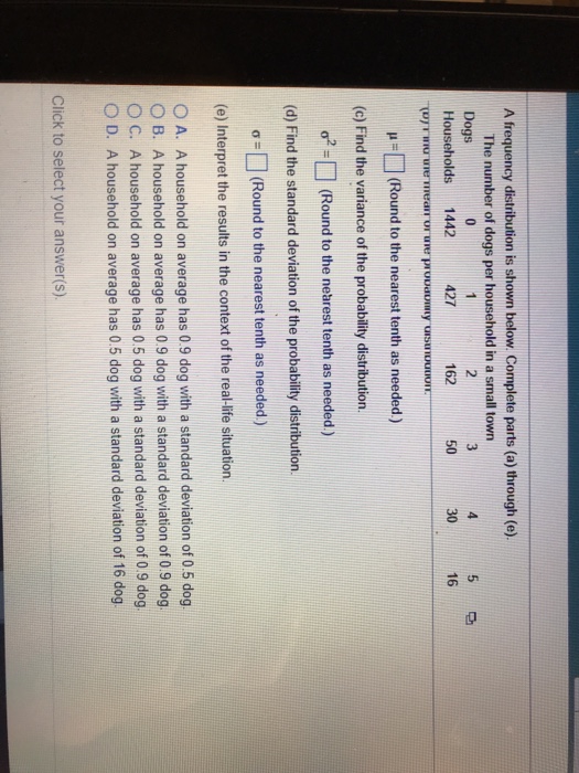 Solved A frequency distribution is shown below Complete | Chegg.com