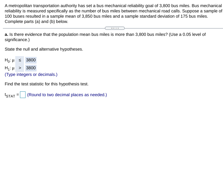 Solved A Metropolitan Transportation Authority Has Set A Bus | Chegg.com