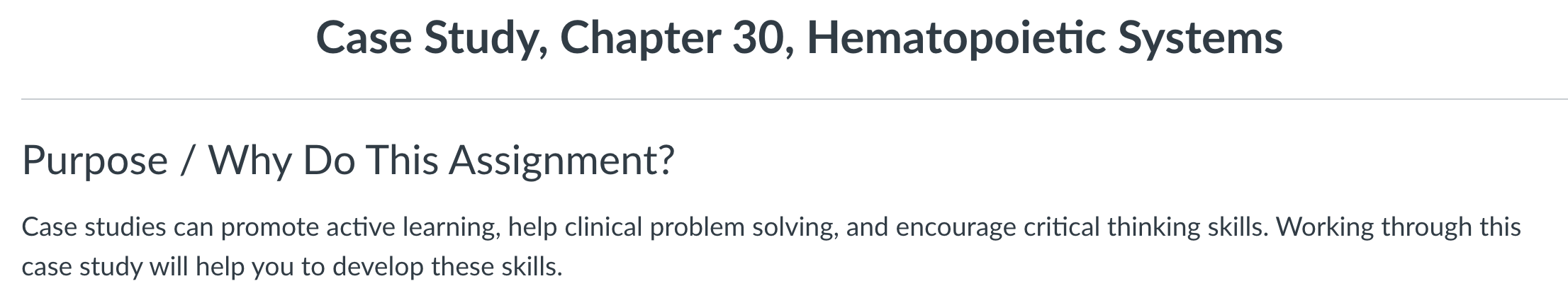 Solved Case Study, Chapter 30, Hematopoietic Systems Purpose | Chegg.com