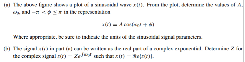 Solved (a) The above figure shows a plot of a sinusoidal | Chegg.com