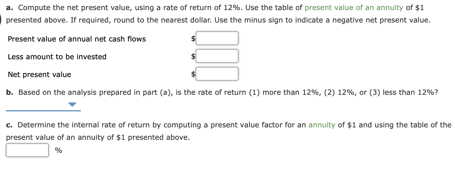 Solved Net Present Value Method and Internal Rate of Return | Chegg.com