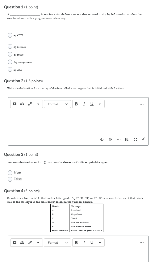 Solved Question 1 (1 point) is an object that defines 2 | Chegg.com