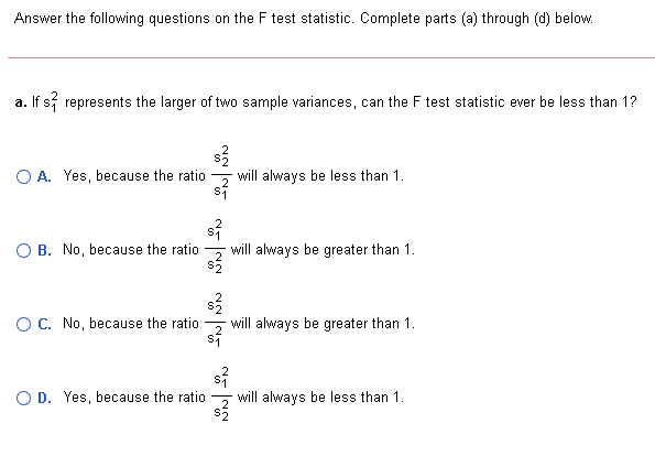 Solved Answer the following questions on the F test | Chegg.com
