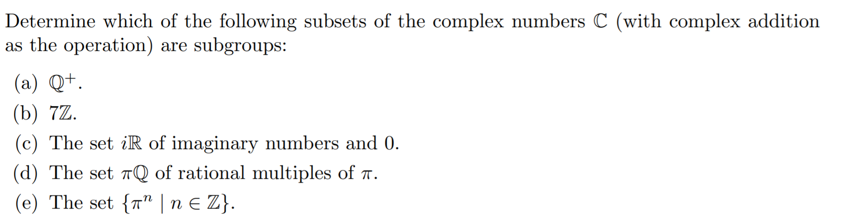 Solved Determine which of the following subsets of the | Chegg.com