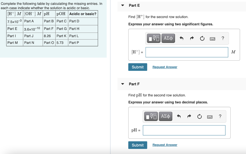 Solved Part E Complete the following table by calculating Chegg