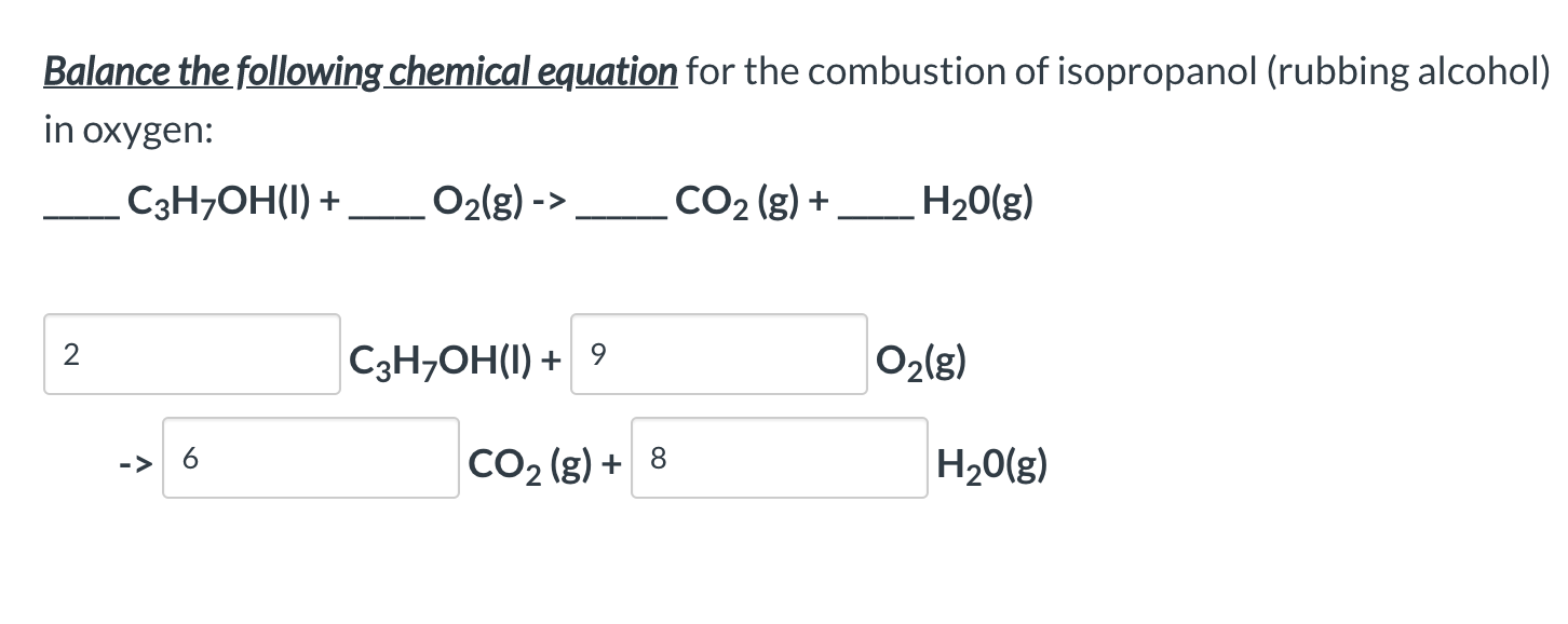 Solved Balance the following chemical equation for the | Chegg.com