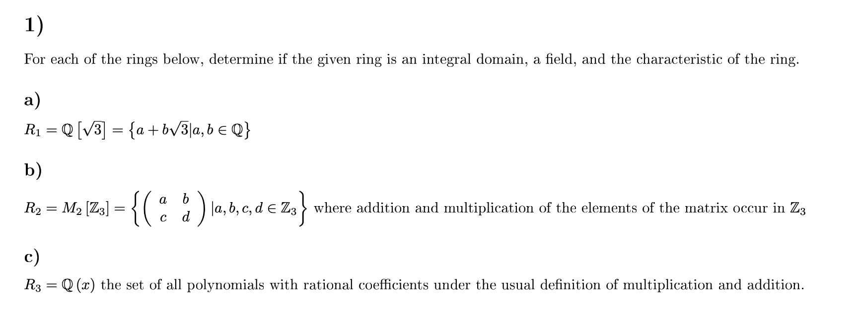 Solved For Each Of The Rings Below, Determine If The Given | Chegg.com