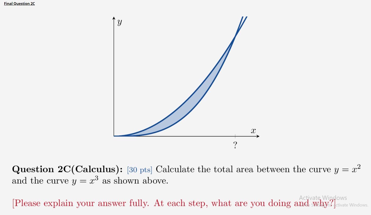 Solved Final Question 2C Y х ? Question 2C(Calculus): (30 | Chegg.com