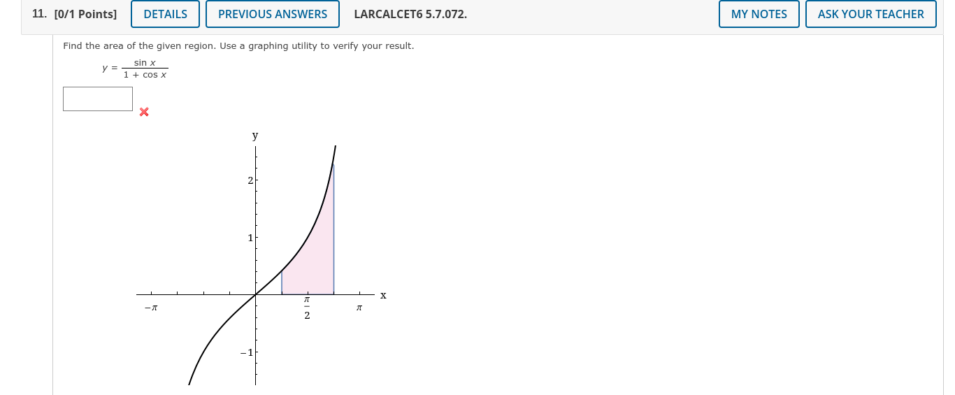Solved Find the area of the given region. Use a graphing | Chegg.com