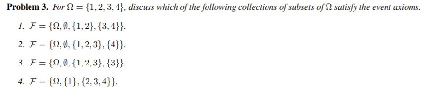 Solved Problem 3. For 1 = {1,2,3,4}, discuss which of the | Chegg.com