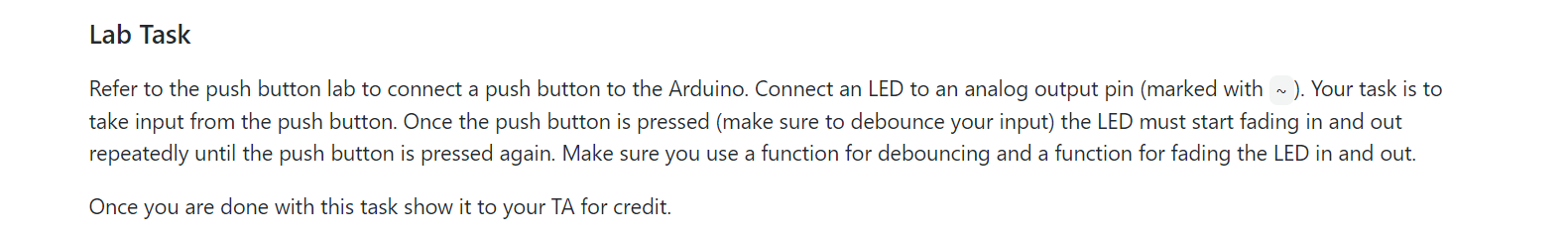 Solved Lab Task Refer to the push button lab to connect a | Chegg.com