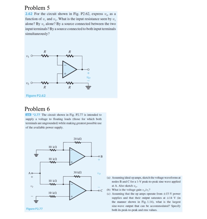Solved Problem 5 2.62 For the circuit shown in Fig. P2.62, | Chegg.com