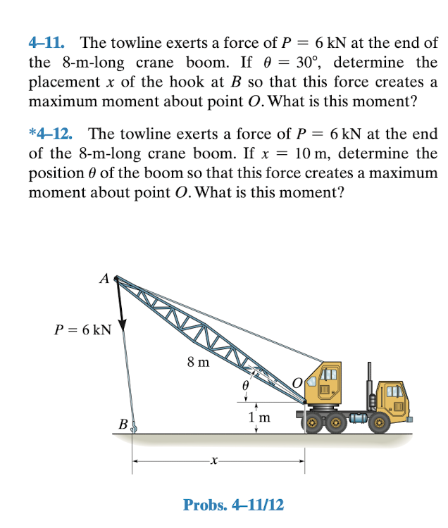 Solved 4-11. The towline exerts a force of P=6kN at the end | Chegg.com