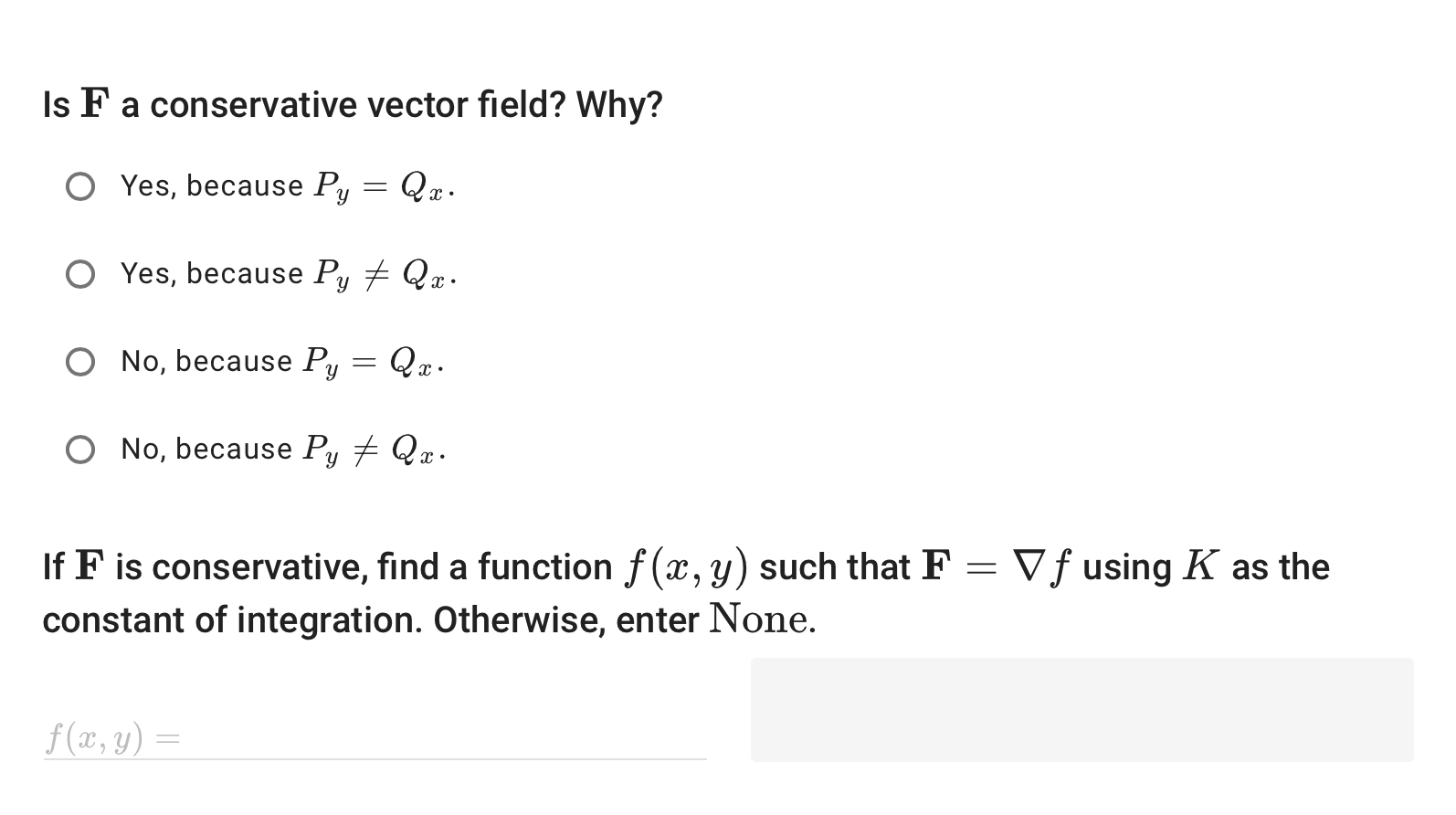 Solved A Vector Field Can Be Written As F Pi Qj Dete Chegg Com