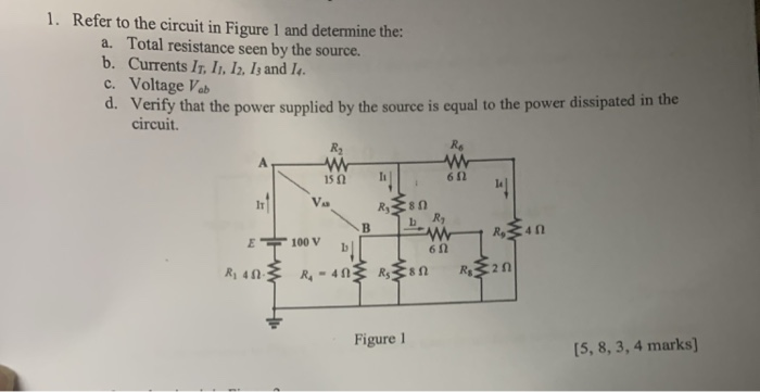 Solved Refer to the circuit in Figure 1 and determine the: | Chegg.com