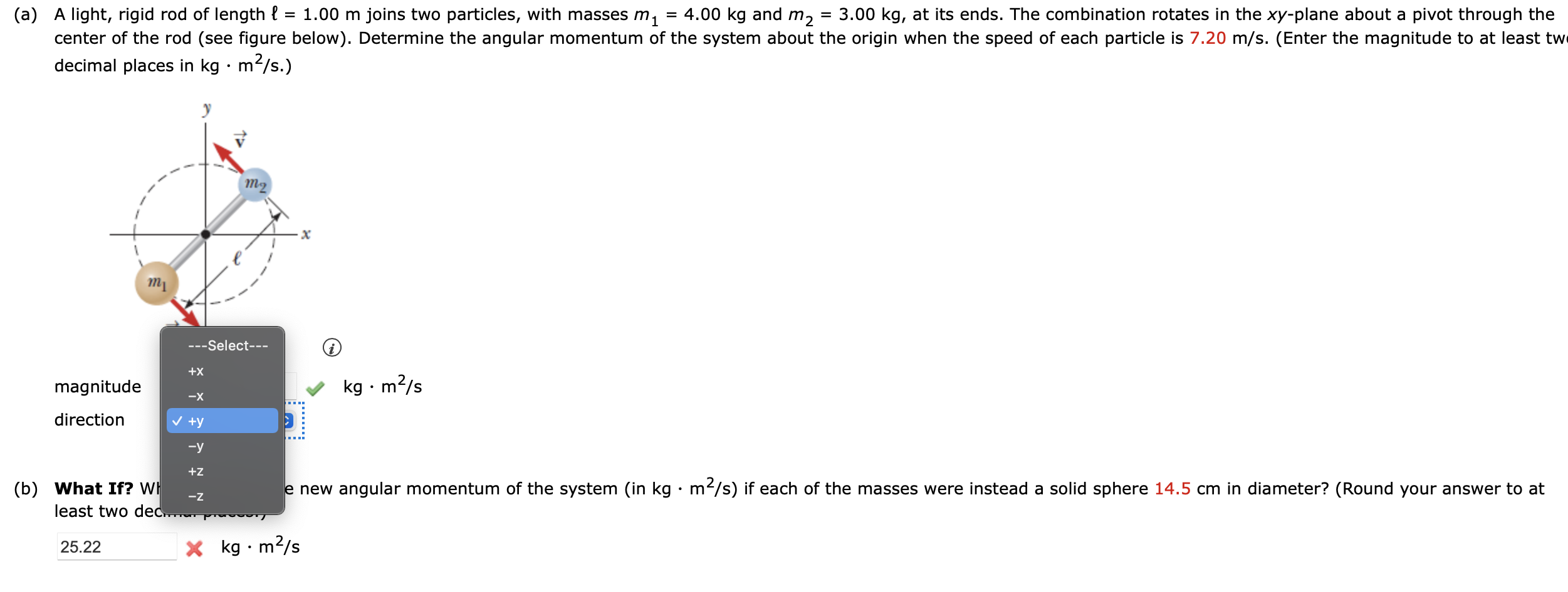 Solved (a) A light, rigid rod of length l = 1.00 m joins two | Chegg.com