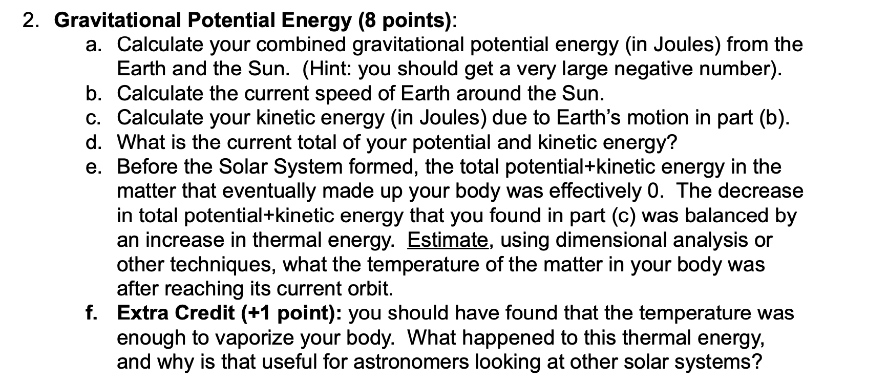 Solved 2. Gravitational Potential Energy (8 Points): A. | Chegg.com